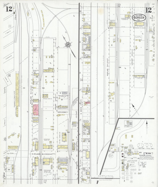 Sanborn Fire Insurance Map from Borger, Hutchinson County, Texas (1928), Sheet #0012 - Historic Sanborn Fire Insurance Map Print, vintage old map wall art, antique decor, genealogy gift, Texas Texas map