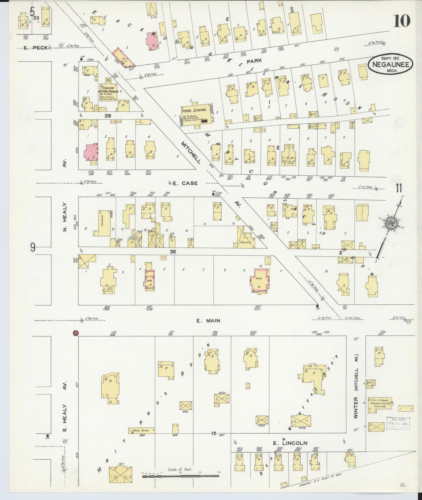 Sanborn Fire Insurance Map from Negaunee, Marquette County, Michigan (1911), Sheet #0010 - Complete Map Set gallery image, historic Sanborn map, vintage wall art, Michigan Michigan