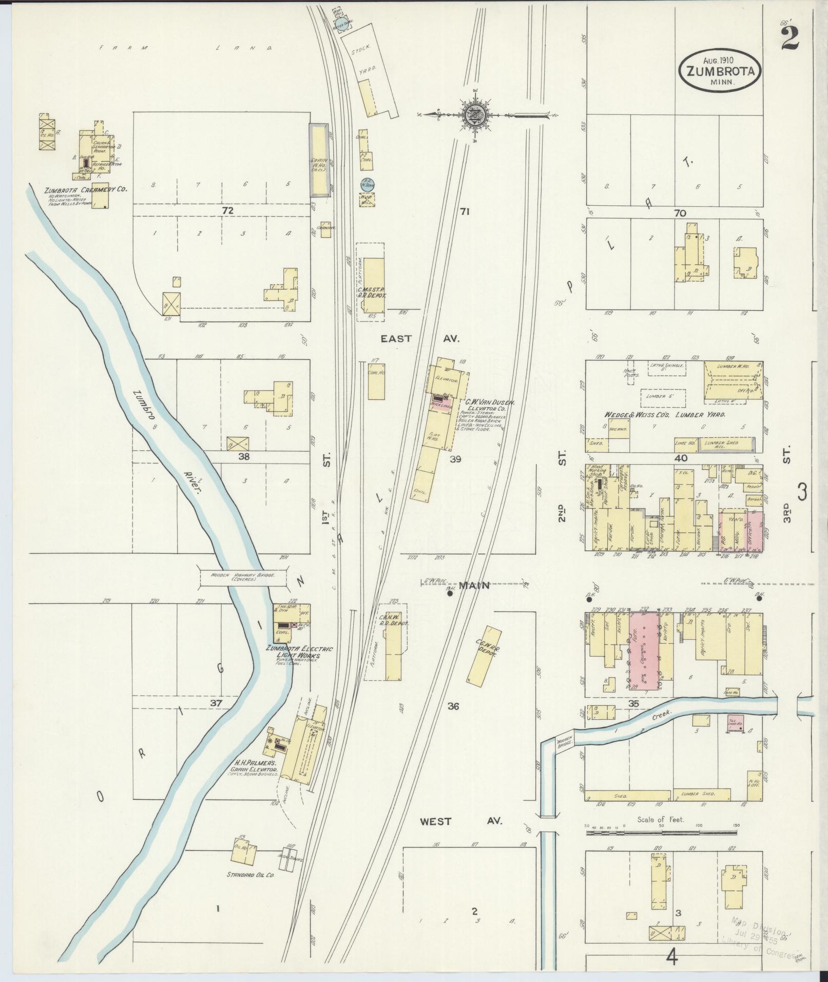 Sanborn Fire Insurance Map from Zumbrota, Goodhue County, Minnesota (1910), Sheet #0002 - Complete Map Set gallery image, historic Sanborn map, vintage wall art, Minnesota Minnesota
