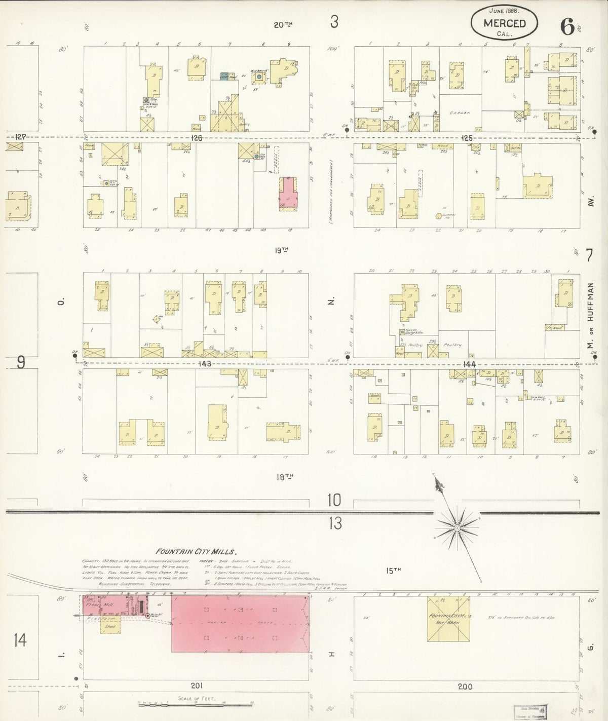 Sanborn Fire Insurance Map from Merced, Merced County, California (1898), Sheet #0006 - Complete Map Set gallery image, historic Sanborn map, vintage wall art, California California