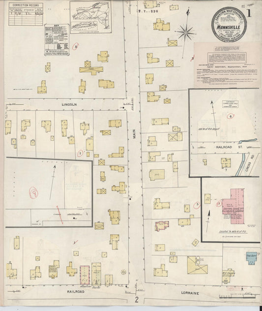 Sanborn Fire Insurance Map from Mannsville, Jefferson County, New York (1941), Sheet #0001 - Historic Sanborn Fire Insurance Map Print, vintage old map wall art, antique decor, genealogy gift, New York New York map