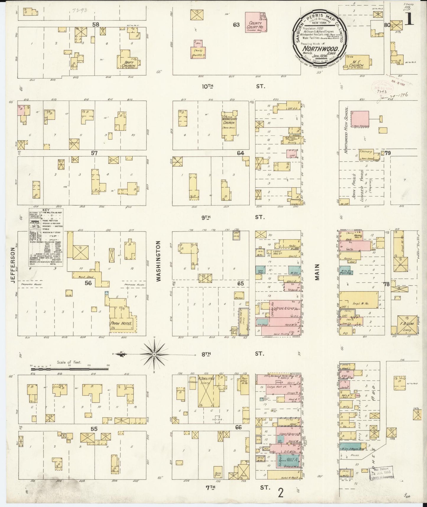 Sanborn Fire Insurance Map from Northwood, Worth County, Iowa. (1896) – Map View