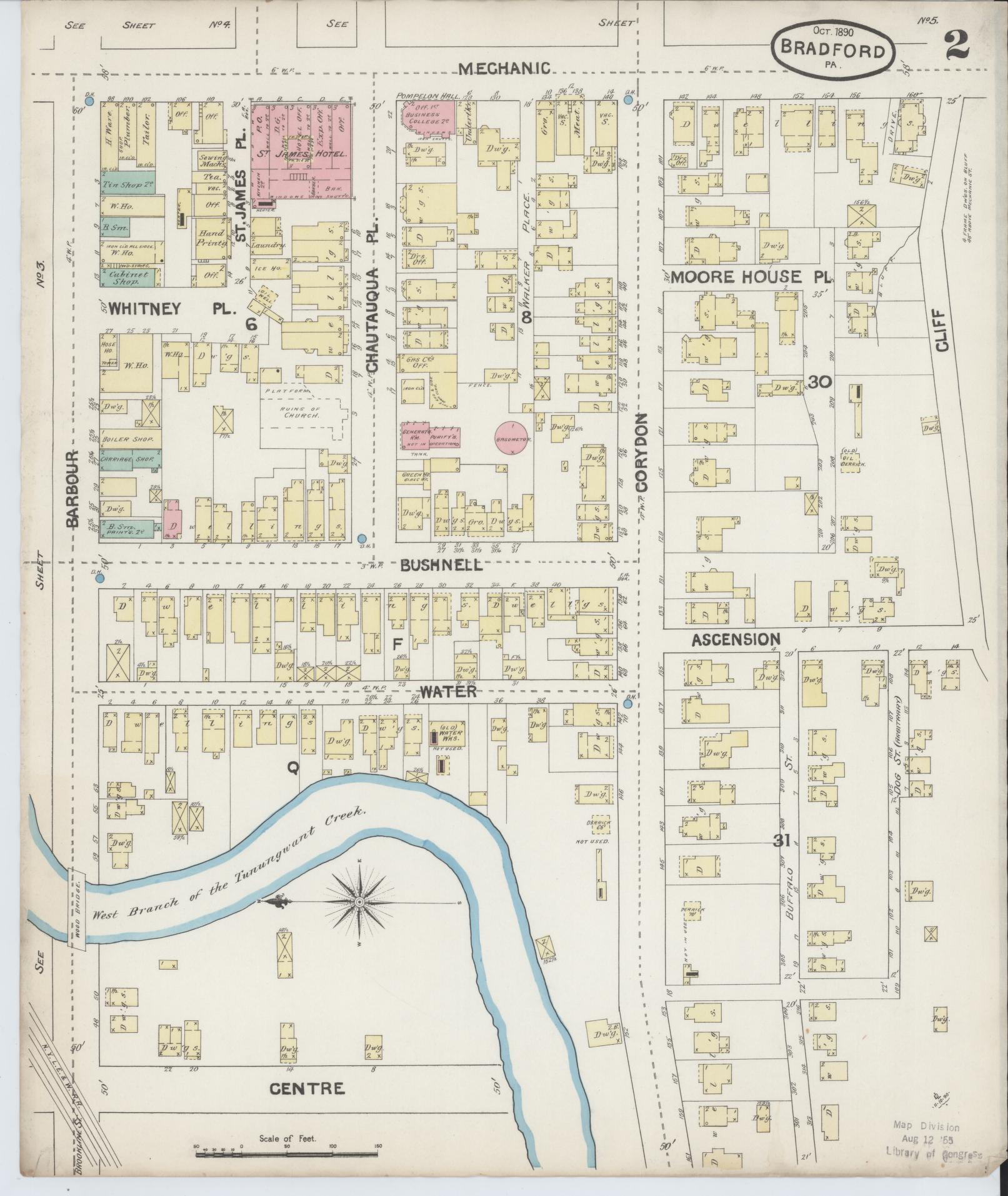 Sanborn Fire Insurance Map from Bradford, McKean County, Pennsylvania (1890), Sheet #0002 - Historic Sanborn Fire Insurance Map Print, vintage old map wall art, antique decor, genealogy gift, Pennsylvania Pennsylvania map