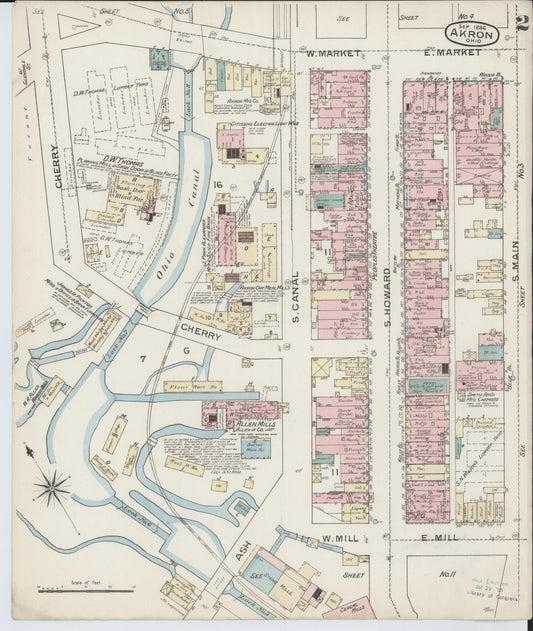 Sanborn Fire Insurance Map from Akron, Summit County, Ohio (1886), Sheet #0002 - Historic Sanborn Fire Insurance Map Print, vintage old map wall art, antique decor, genealogy gift, Ohio Ohio map
