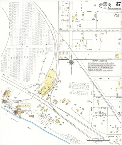 Sanborn Fire Insurance Map from Coeur D'alene, Kootenai County, Idaho (1921), Sheet #0037 - Complete Map Set gallery image, historic Sanborn map, vintage wall art, Idaho Idaho
