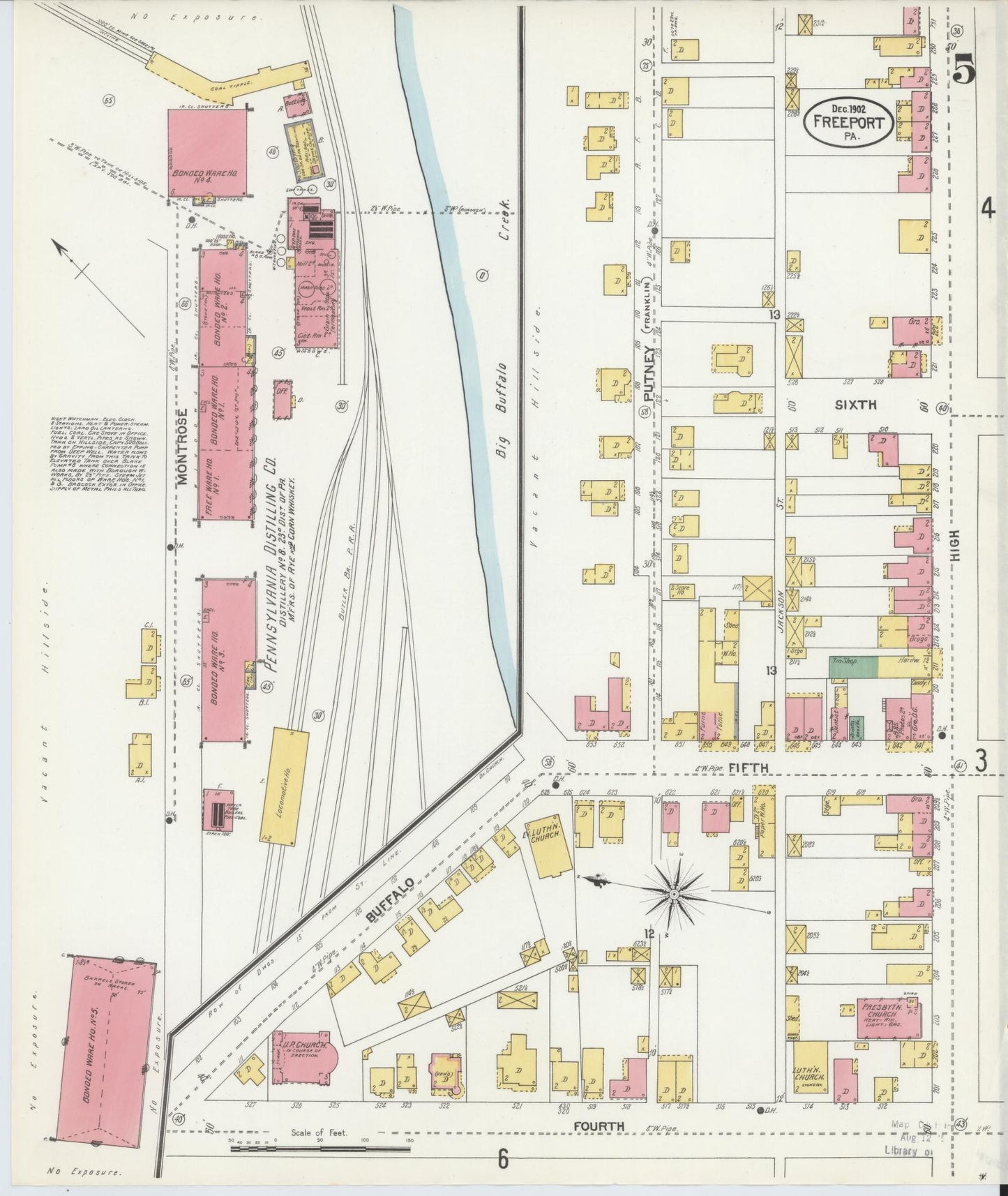 Sanborn Fire Insurance Map from Freeport, Armstrong County, Pennsylvania (1902), Sheet #0005 - Historic Sanborn Fire Insurance Map Print, vintage old map wall art, antique decor, genealogy gift, Pennsylvania Pennsylvania map