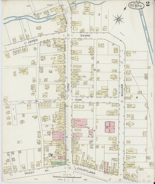 Sanborn Fire Insurance Map from Du Bois, Clearfield County, Pennsylvania (1887), Sheet #0002 - Historic Sanborn Fire Insurance Map Print, vintage old map wall art, antique decor, genealogy gift, Pennsylvania Pennsylvania map