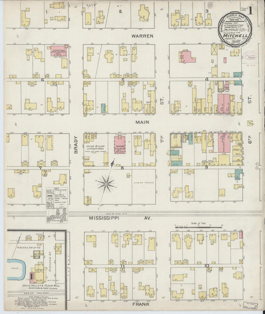 Sanborn Fire Insurance Map from Mitchell, Lawrence County, Indiana (1894), Sheet #0001 - Complete Map Set gallery image, historic Sanborn map, vintage wall art, Indiana Indiana