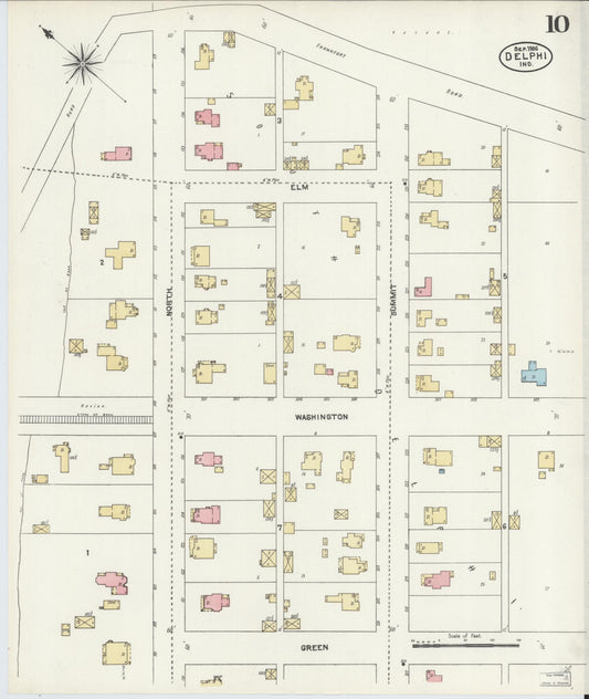Sanborn Fire Insurance Map from Delphi, Carroll County, Indiana (1906), Sheet #0010 - Historic Sanborn Fire Insurance Map Print, vintage old map wall art, antique decor, genealogy gift, Indiana Indiana map