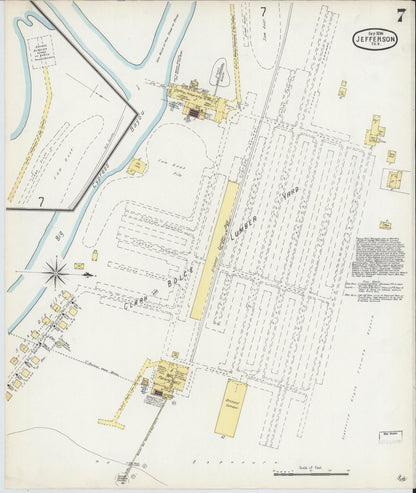 Sanborn Fire Insurance Map from Jefferson, Marion County, Texas (1896), Sheet #0007 - Historic Sanborn Fire Insurance Map Print, vintage old map wall art, antique decor, genealogy gift, Texas Texas map