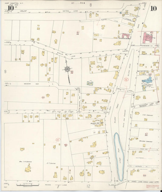 Sanborn Fire Insurance Map from Easthampton, Suffolk County, New York (1943), Sheet #0010 - Historic Sanborn Fire Insurance Map Print, vintage old map wall art, antique decor, genealogy gift, New York New York map