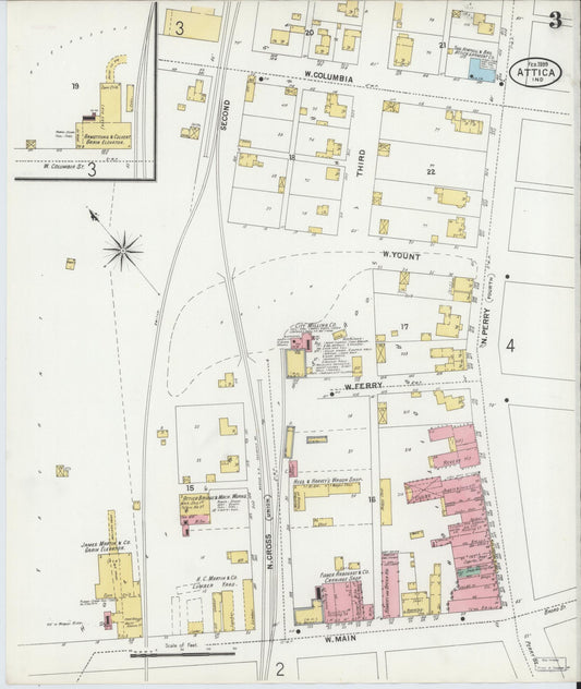 Sanborn Fire Insurance Map from Attica, Fountain County, Indiana (1899), Sheet #0003 - Historic Sanborn Fire Insurance Map Print, vintage old map wall art, antique decor, genealogy gift, Indiana Indiana map