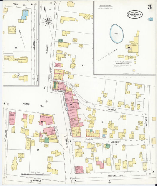 Sanborn Fire Insurance Map from Fair Haven, Rutland County, Vermont (1904), Sheet #0003 - Historic Sanborn Fire Insurance Map Print, vintage old map wall art, antique decor, genealogy gift, Vermont Vermont map