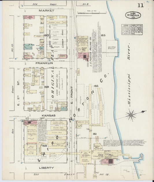 Sanborn Fire Insurance Map from Winona, Winona County, Minnesota (1884), Sheet #0011 - Historic Sanborn Fire Insurance Map Print, vintage old map wall art, antique decor, genealogy gift, Minnesota Minnesota map