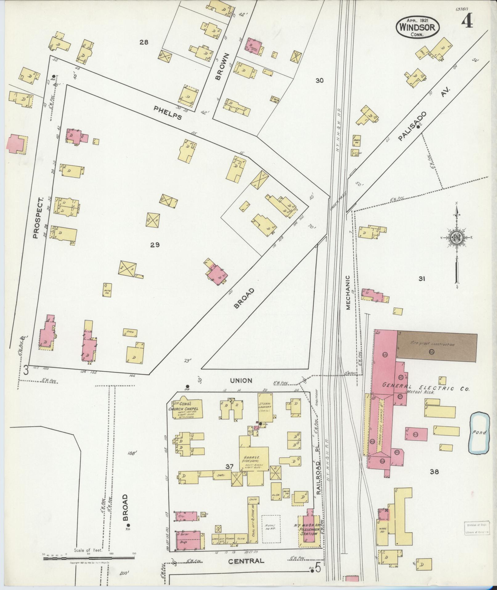 Sanborn Fire Insurance Map from Windsor, Hartford County, Connecticut (1921), Sheet #0004 - Complete Map Set gallery image, historic Sanborn map, vintage wall art, Connecticut Connecticut