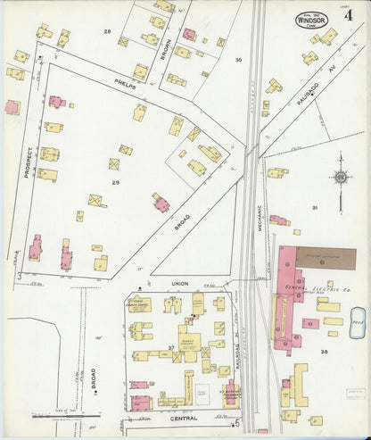 Sanborn Fire Insurance Map from Windsor, Hartford County, Connecticut (1921), Sheet #0004 - Complete Map Set gallery image, historic Sanborn map, vintage wall art, Connecticut Connecticut