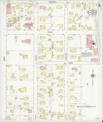 Sanborn Fire Insurance Map from Edinburg, Johnson And Bartholomew Counties, Indiana (1910), Sheet #0005 - Complete Map Set gallery image, historic Sanborn map, vintage wall art, Indiana Indiana