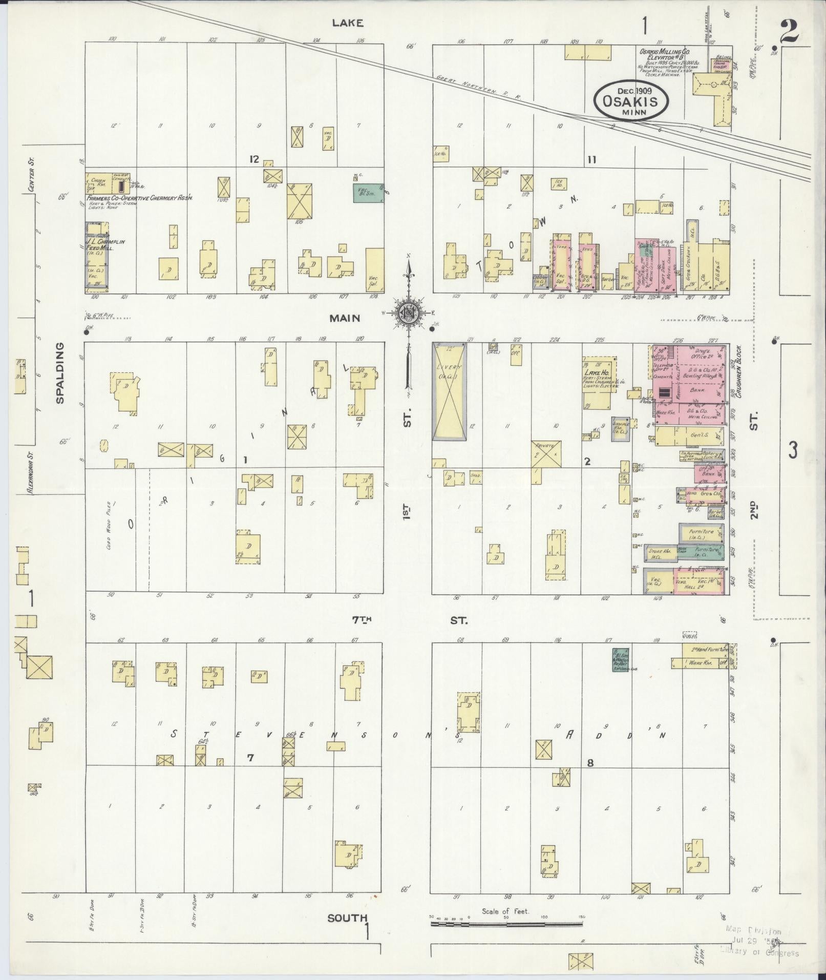 Sanborn Fire Insurance Map from Osakis, Douglas and Todd Counties, Minnesota (1909), Sheet #0002 - Historic Sanborn Fire Insurance Map Print, vintage old map wall art, antique decor, genealogy gift, Minnesota Minnesota map