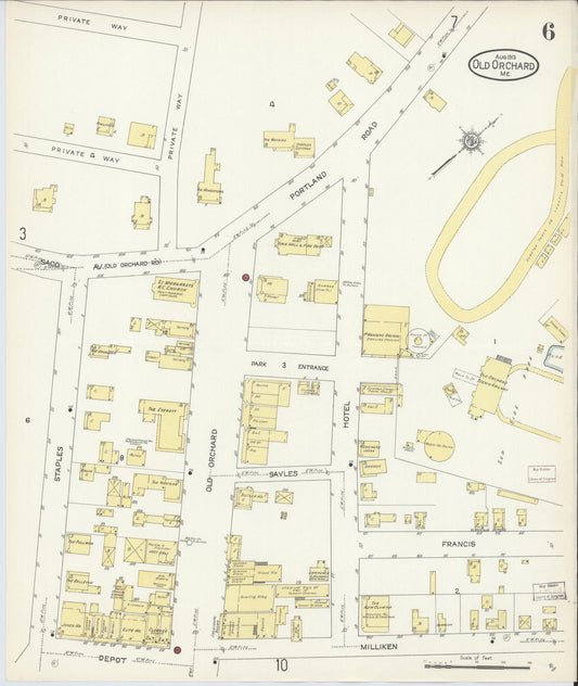 Sanborn Fire Insurance Map from Old Orchard, York County, Maine (1913), Sheet #0006 - Historic Sanborn Fire Insurance Map Print, vintage old map wall art, antique decor, genealogy gift, Maine Maine map