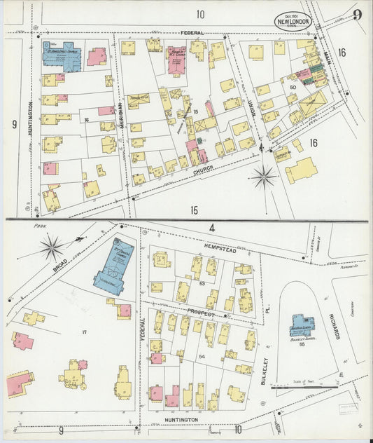 Sanborn Fire Insurance Map from New London, New London County, Connecticut (1901), Sheet #0009 - Historic Sanborn Fire Insurance Map Print, vintage old map wall art, antique decor, genealogy gift, Connecticut Connecticut map