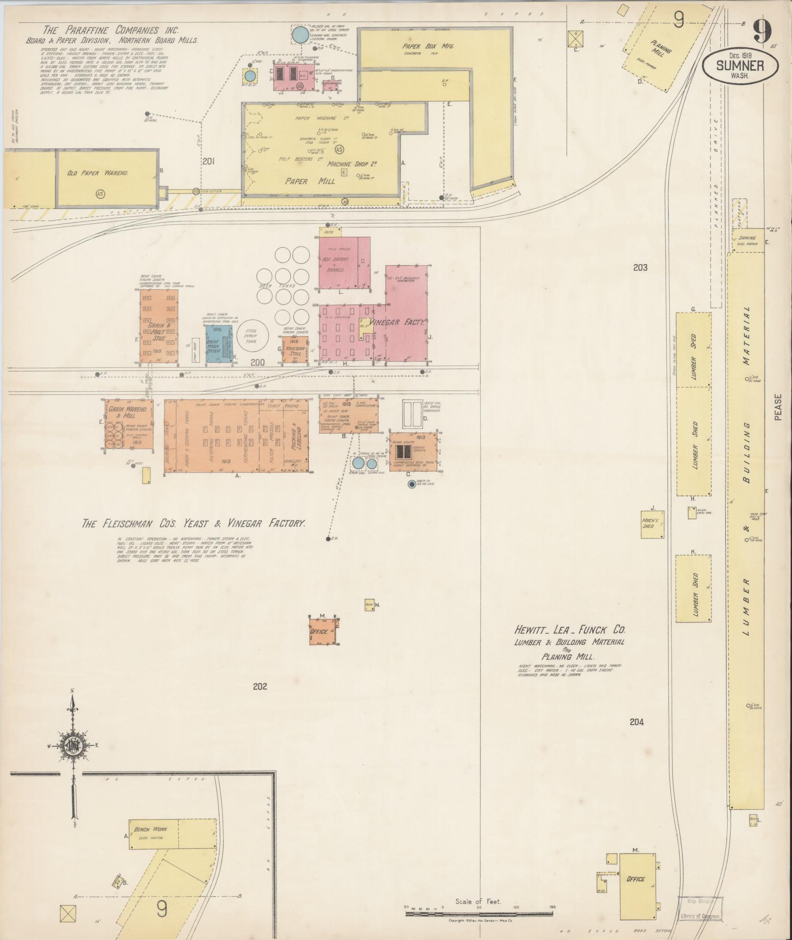 Sanborn Fire Insurance Map from Sumner, Pierce County, Washington (1919), Sheet #0009 - Historic Sanborn Fire Insurance Map Print, vintage old map wall art, antique decor, genealogy gift, Washington Washington map