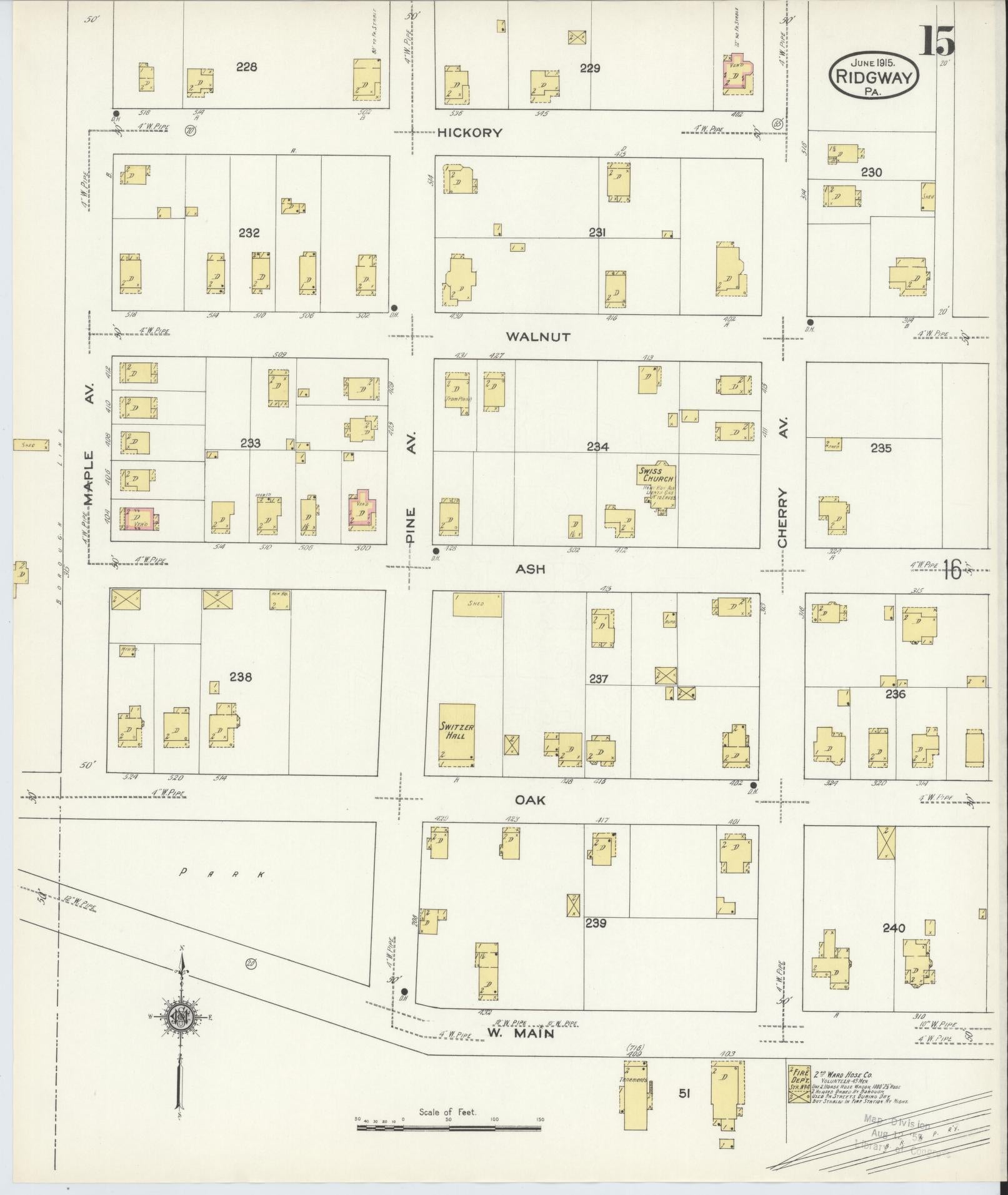 Sanborn Fire Insurance Map from Ridgway, Elk County, Pennsylvania (1915), Sheet #0015 - Historic Sanborn Fire Insurance Map Print, vintage old map wall art, antique decor, genealogy gift, Pennsylvania Pennsylvania map