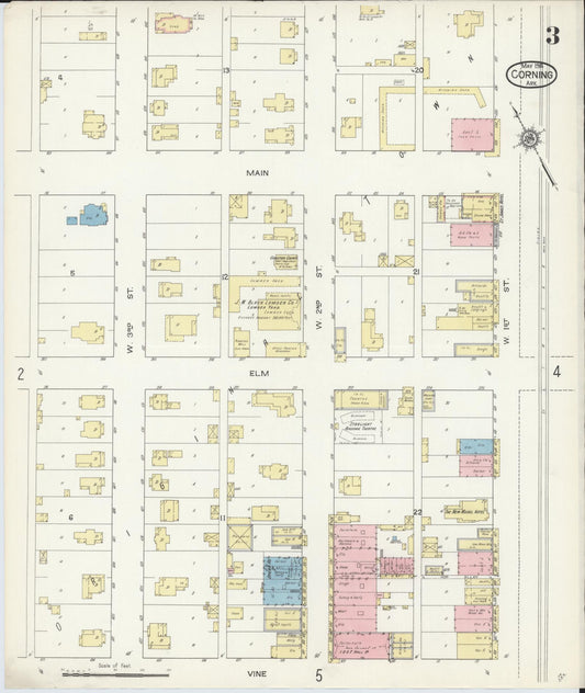 Sanborn Fire Insurance Map from Corning, Clay County, Arkansas (1914), Sheet #0003 - Historic Sanborn Fire Insurance Map Print, vintage old map wall art, antique decor, genealogy gift, Arkansas Arkansas map