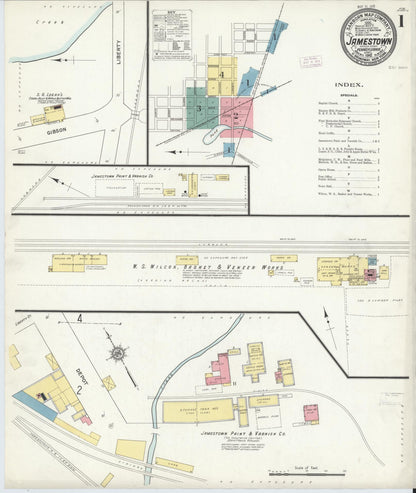 Sanborn Fire Insurance Map from Jamestown, Mercer County, Pennsylvania (1912), Sheet #0001 - Complete Map Set gallery image, historic Sanborn map, vintage wall art, Pennsylvania Pennsylvania