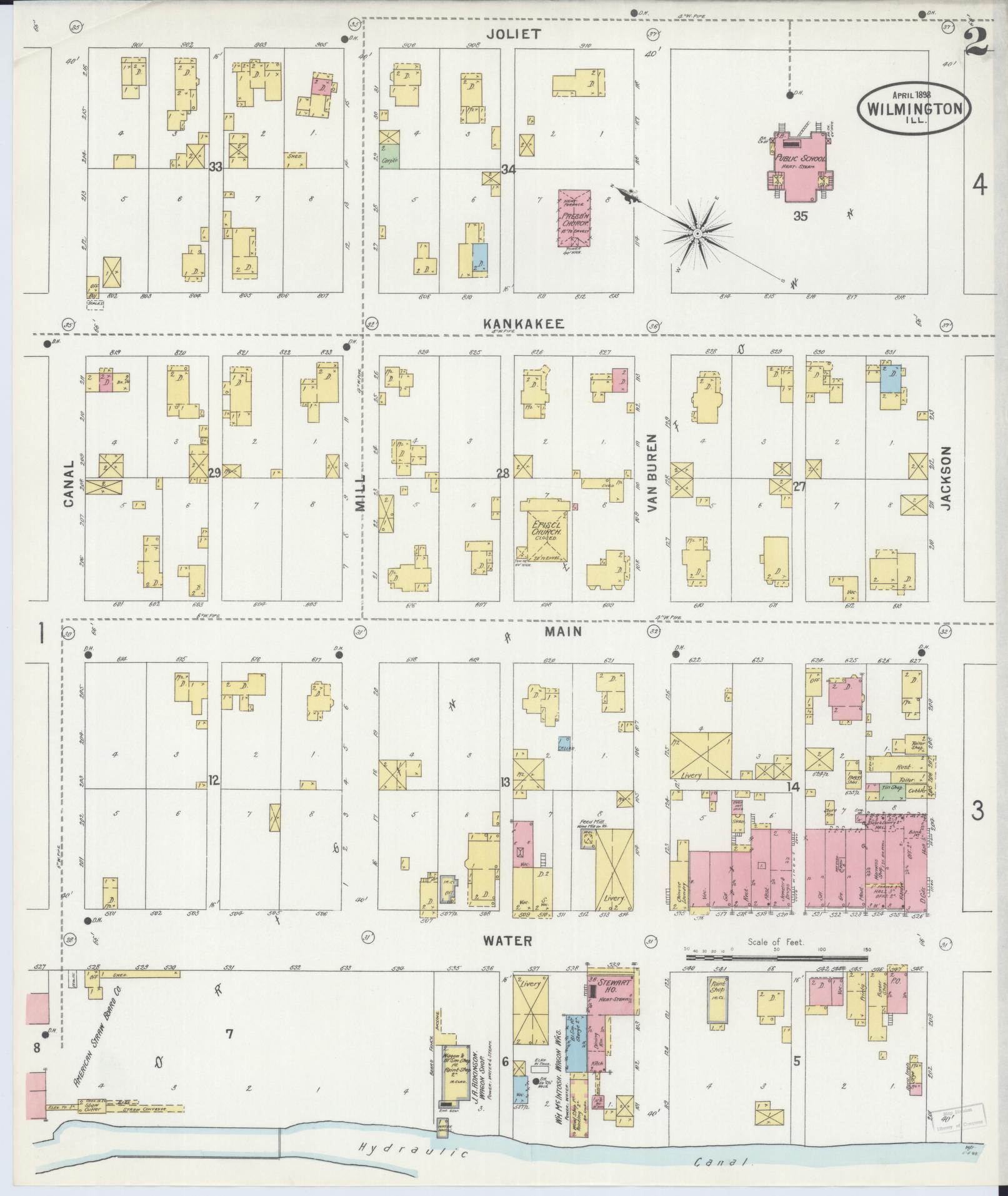 Sanborn Fire Insurance Map from Wilmington, Will County, Illinois (1898), Sheet #0002 - Complete Map Set gallery image, historic Sanborn map, vintage wall art, Illinois Illinois