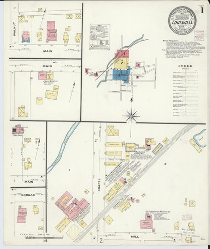Sanborn Fire Insurance Map from Louisville, Stark County, Ohio (1908), Sheet #0001 - Historic Sanborn Fire Insurance Map Print, vintage old map wall art, antique decor, genealogy gift, Ohio Ohio map