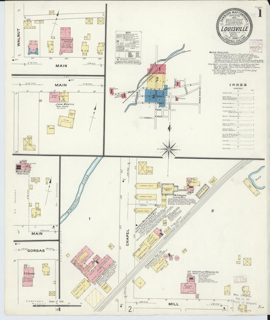 Sanborn Fire Insurance Map from Louisville, Stark County, Ohio (1908), Sheet #0001 - Historic Sanborn Fire Insurance Map Print, vintage old map wall art, antique decor, genealogy gift, Ohio Ohio map