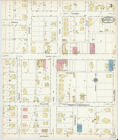 Sanborn Fire Insurance Map from Jasonville, Greene County, Indiana (1915), Sheet #0003 - Historic Sanborn Fire Insurance Map Print, vintage old map wall art, antique decor, genealogy gift, Indiana Indiana map