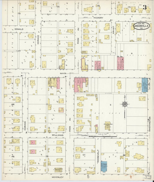 Sanborn Fire Insurance Map from Jasonville, Greene County, Indiana (1915), Sheet #0003 - Historic Sanborn Fire Insurance Map Print, vintage old map wall art, antique decor, genealogy gift, Indiana Indiana map