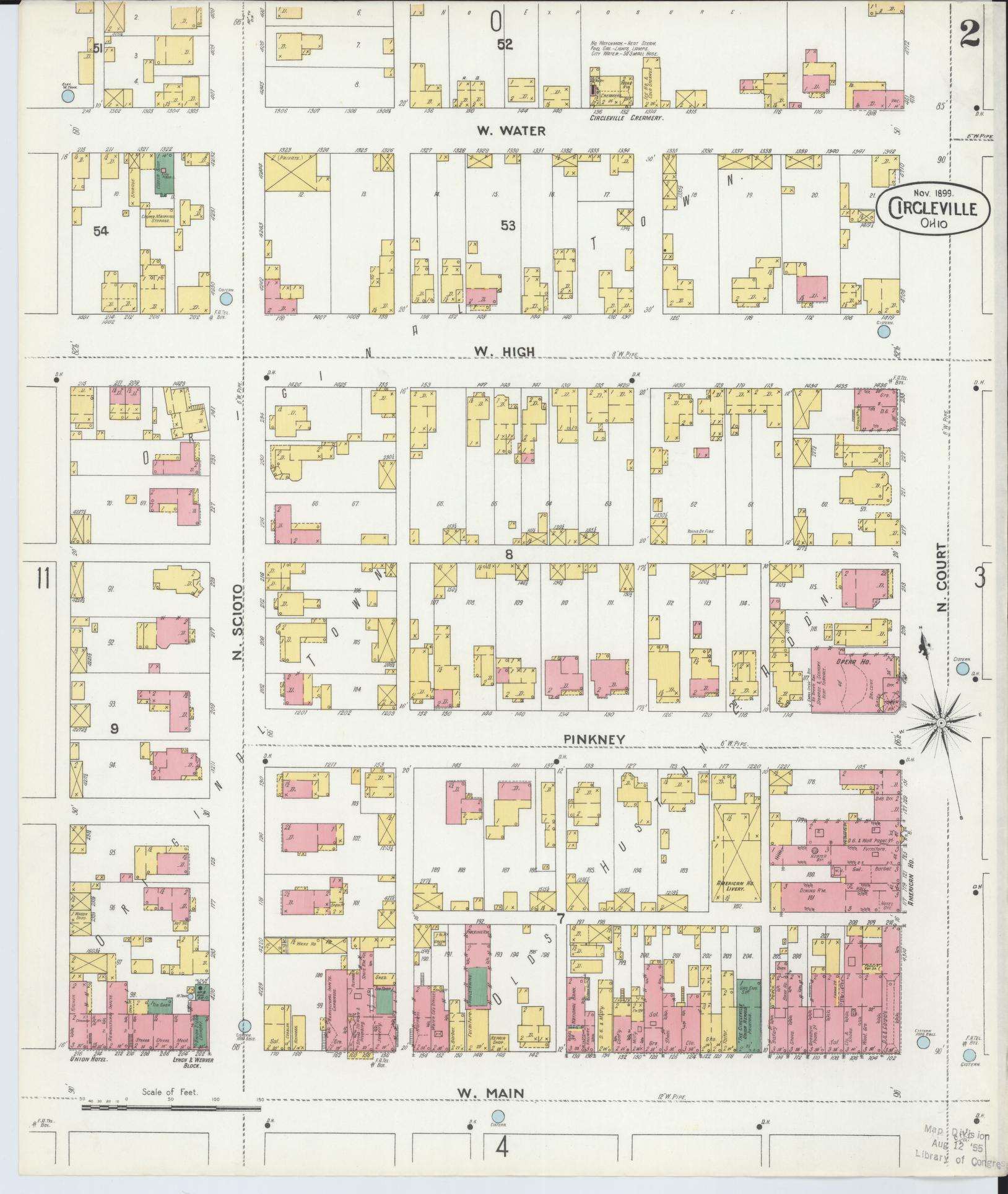 Sanborn Fire Insurance Map from Circleville, Pickaway County, Ohio (1899), Sheet #0002 - Complete Map Set gallery image, historic Sanborn map, vintage wall art, Ohio Ohio