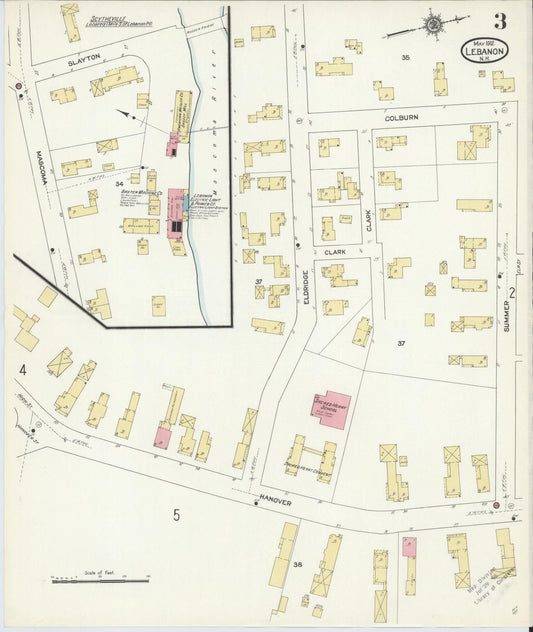 Sanborn Fire Insurance Map from Lebanon, Grafton County, New Hampshire (1912), Sheet #0003 - Historic Sanborn Fire Insurance Map Print, vintage old map wall art, antique decor, genealogy gift, New Hampshire New Hampshire map