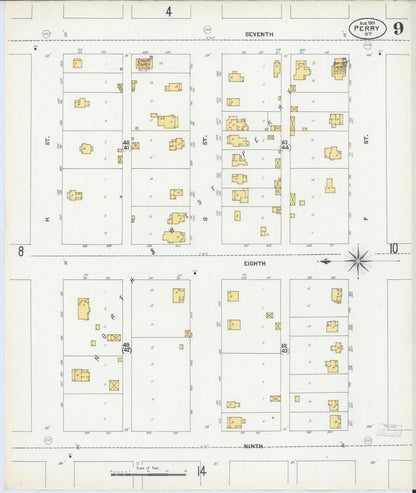 Sanborn Fire Insurance Map from Perry, Noble County, Oklahoma (1901), Sheet #0009 - Complete Map Set gallery image, historic Sanborn map, vintage wall art, Oklahoma Oklahoma