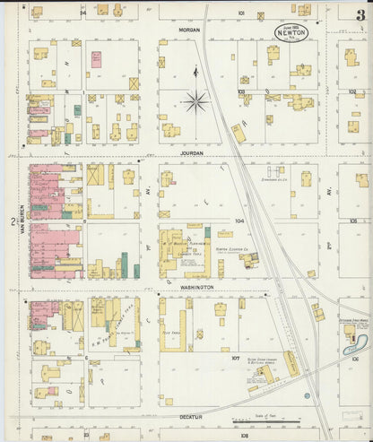 Sanborn Fire Insurance Map from Newton, Jasper County, Illinois (1902), Sheet #0003 - Complete Map Set gallery image, historic Sanborn map, vintage wall art, Illinois Illinois