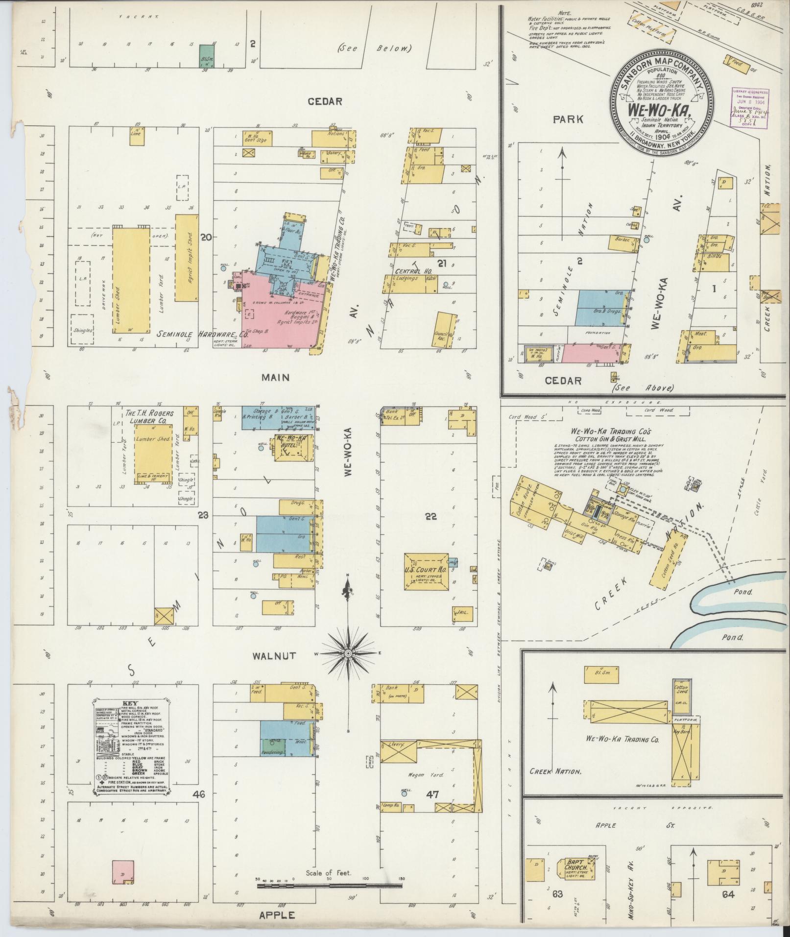 Sanborn Fire Insurance Map from Wewoka, Seminole County, Oklahoma. (1888) – Historic Sanborn Fire Insurance Map Print