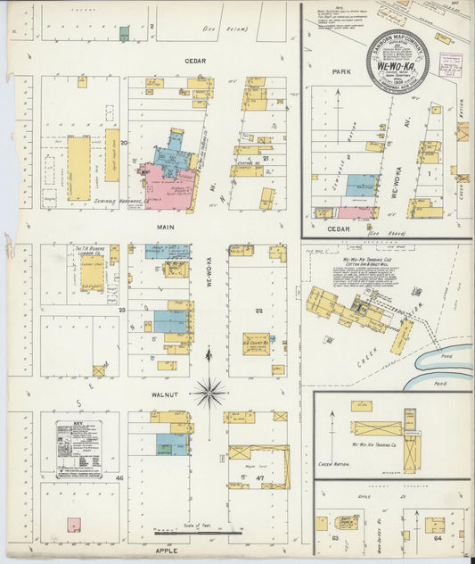 Sanborn Fire Insurance Map from Wewoka, Seminole County, Oklahoma. (1888) – Historic Sanborn Fire Insurance Map Print