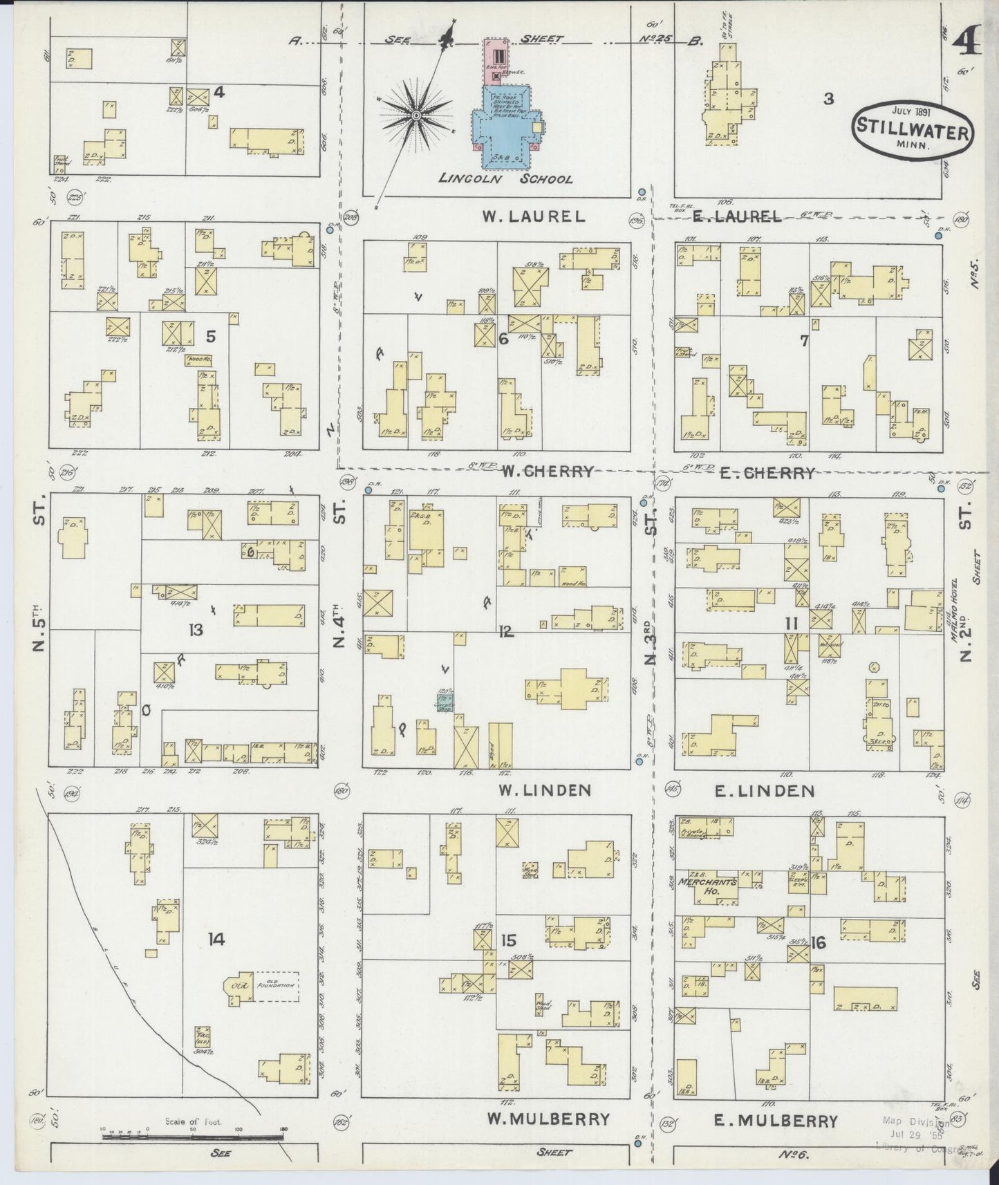 Sanborn Fire Insurance Map from Stillwater, Washington County, Minnesota (1891), Sheet #0004 - Historic Sanborn Fire Insurance Map Print, vintage old map wall art, antique decor, genealogy gift, Minnesota Minnesota map
