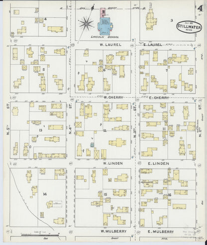 Sanborn Fire Insurance Map from Stillwater, Washington County, Minnesota (1891), Sheet #0004 - Historic Sanborn Fire Insurance Map Print, vintage old map wall art, antique decor, genealogy gift, Minnesota Minnesota map