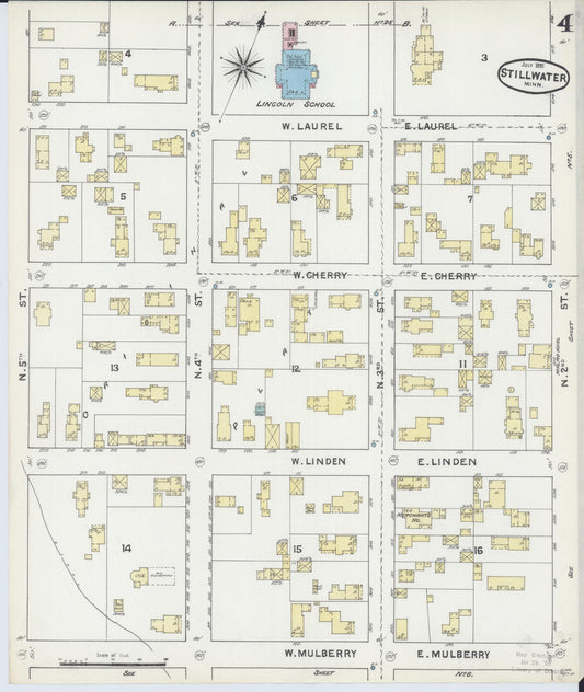 Sanborn Fire Insurance Map from Stillwater, Washington County, Minnesota (1891), Sheet #0004 - Historic Sanborn Fire Insurance Map Print, vintage old map wall art, antique decor, genealogy gift, Minnesota Minnesota map