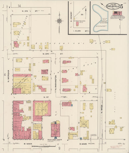 Sanborn Fire Insurance Map from Shelbyville, Shelby County, Illinois (1922), Sheet #0005 - Complete Map Set gallery image, historic Sanborn map, vintage wall art, Illinois Illinois