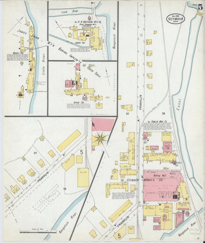Sanborn Fire Insurance Map from Seymour, New Haven County, Connecticut (1900), Sheet #0005 - Complete Map Set gallery image, historic Sanborn map, vintage wall art, Connecticut Connecticut