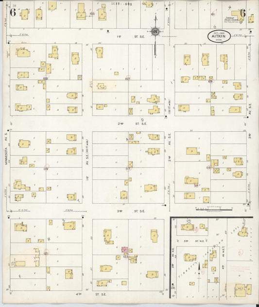 Sanborn Fire Insurance Map from Aitkin, Aitkin County, Minnesota (1936), Sheet #0006 - Historic Sanborn Fire Insurance Map Print, vintage old map wall art, antique decor, genealogy gift, Minnesota Minnesota map