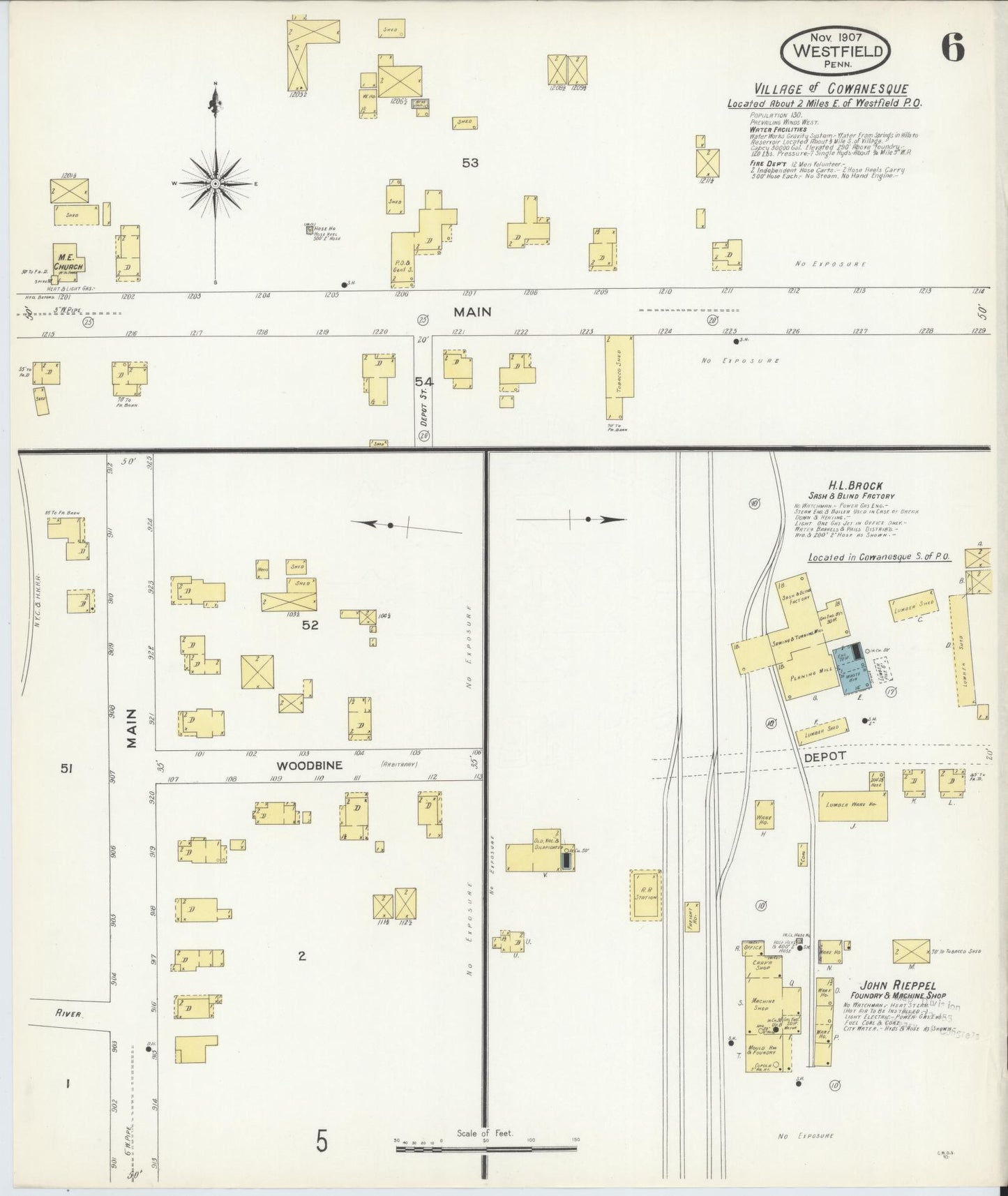Sanborn Fire Insurance Map from Westfield, Tioga County, Pennsylvania (1907), Sheet #0006 - Complete Map Set gallery image, historic Sanborn map, vintage wall art, Pennsylvania Pennsylvania