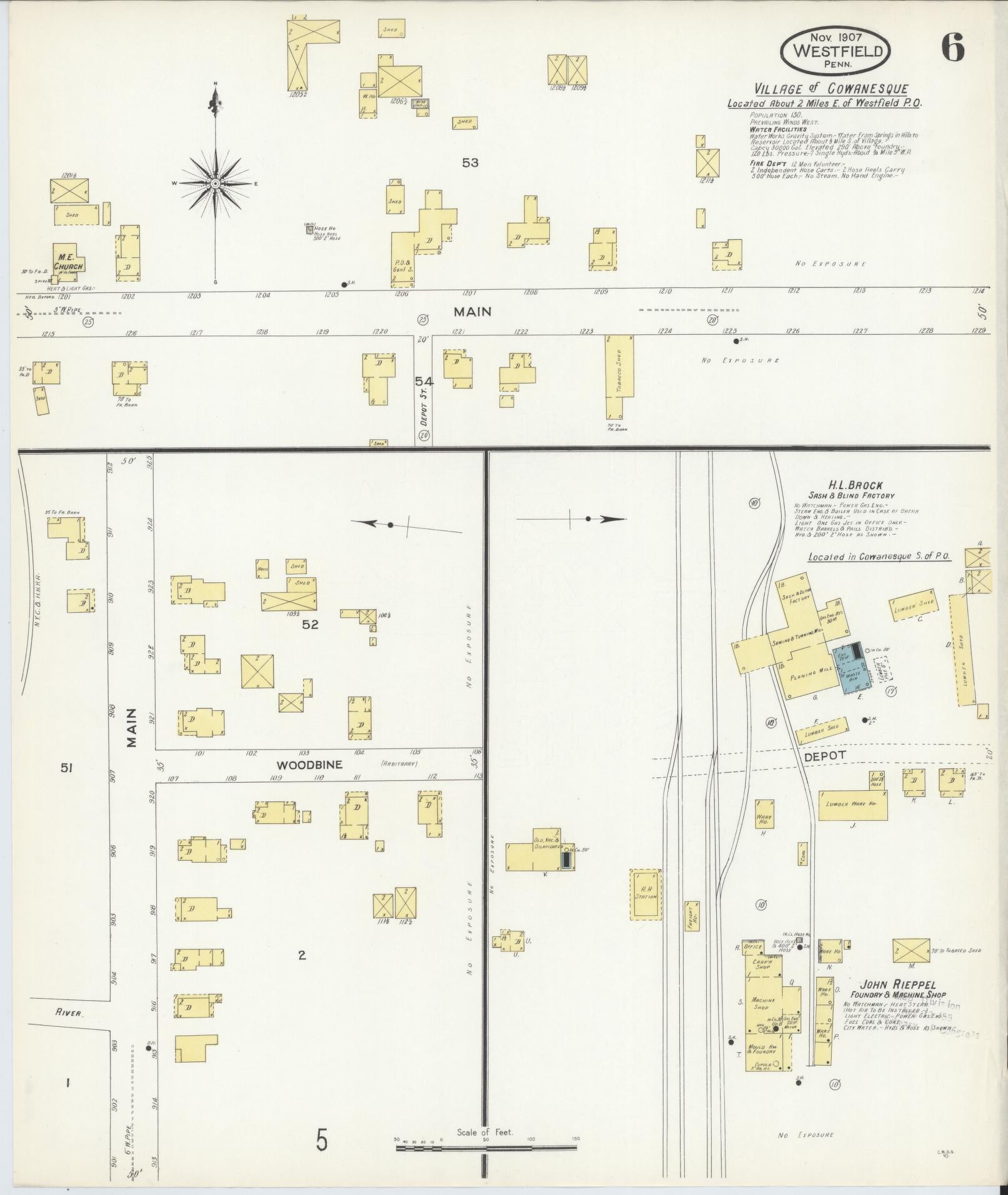 Sanborn Fire Insurance Map from Westfield, Tioga County, Pennsylvania (1907), Sheet #0006 - Complete Map Set gallery image, historic Sanborn map, vintage wall art, Pennsylvania Pennsylvania