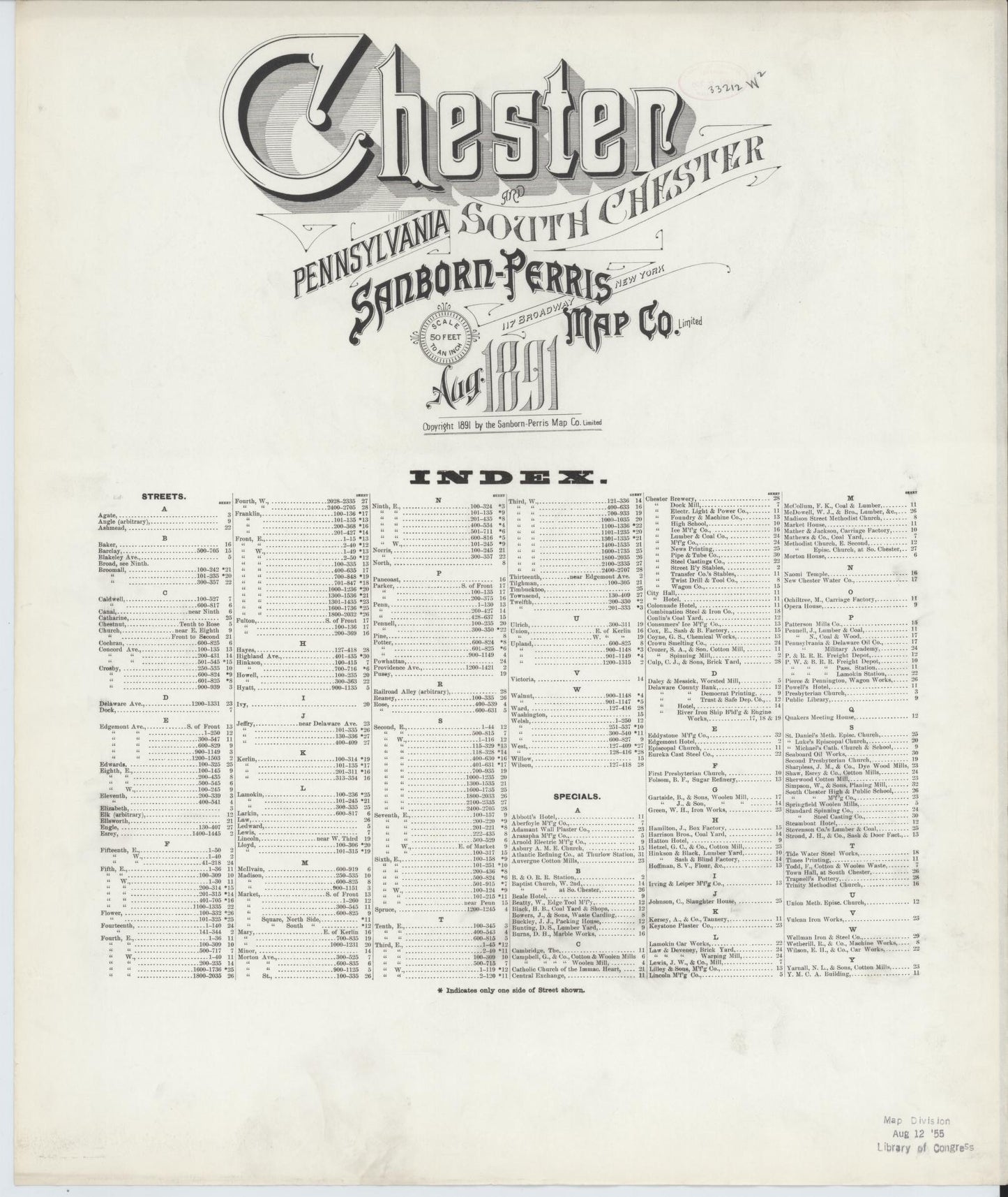 Sanborn Fire Insurance Map from Chester, Delaware County, Pennsylvania. (1891) – Historic Sanborn Fire Insurance Map Print