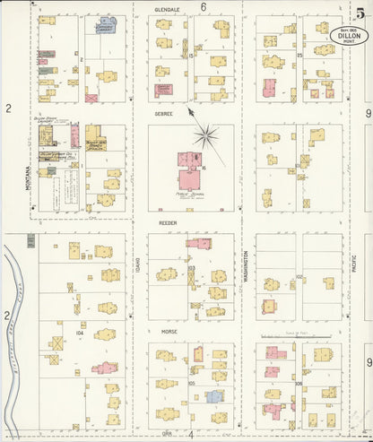 Sanborn Fire Insurance Map from Dillon, Beaverhead County, Montana (1905), Sheet #0005 - Complete Map Set gallery image, historic Sanborn map, vintage wall art, Montana Montana