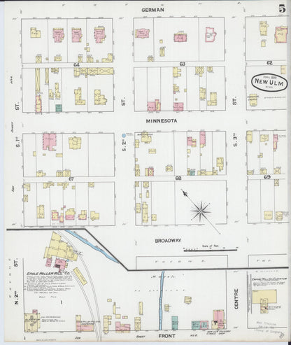 Sanborn Fire Insurance Map from New Ulm, Brown County, Minnesota (1889), Sheet #0005 - Historic Sanborn Fire Insurance Map Print, vintage old map wall art, antique decor, genealogy gift, Minnesota Minnesota map